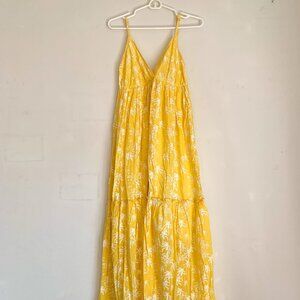 Ro's Garden yellow cotton maxi dress (XS)